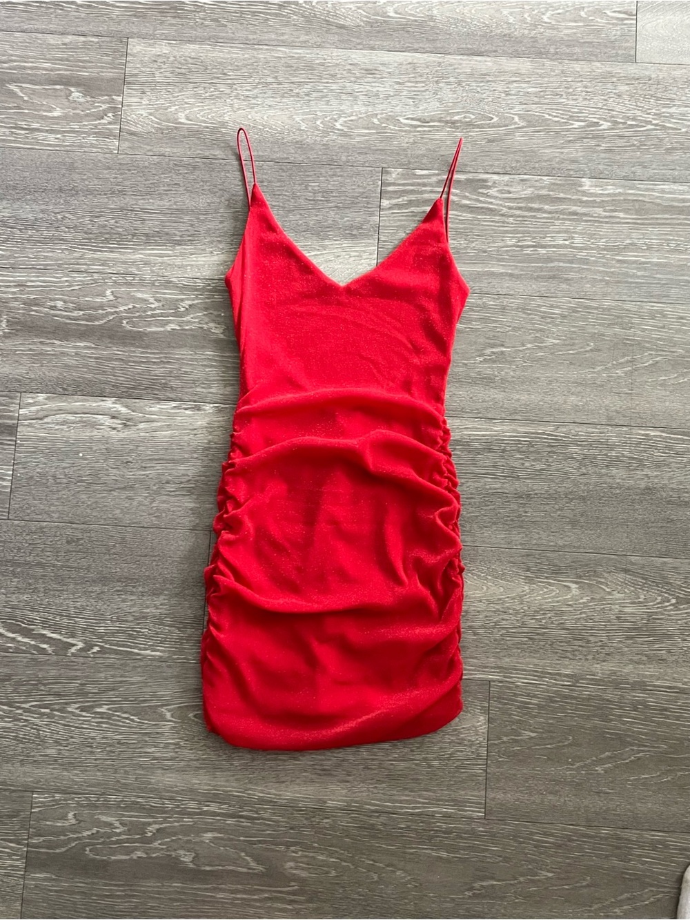 Hello Molly Red Glitter Ruched Bodycon Mini Dress Size Small US 4 Party